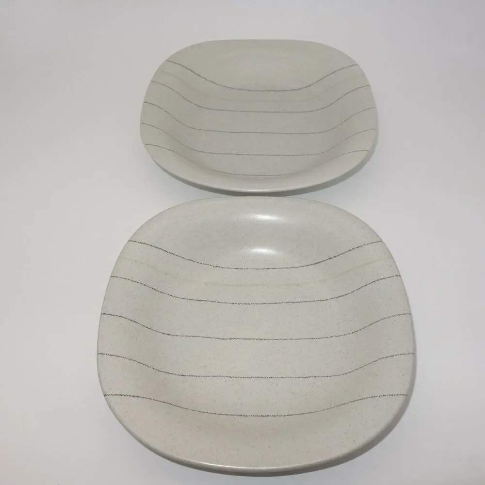 Set of 2 Vintage Mikasa New Visions Coupe Soup Bowl Gentry Gray Pinstripes